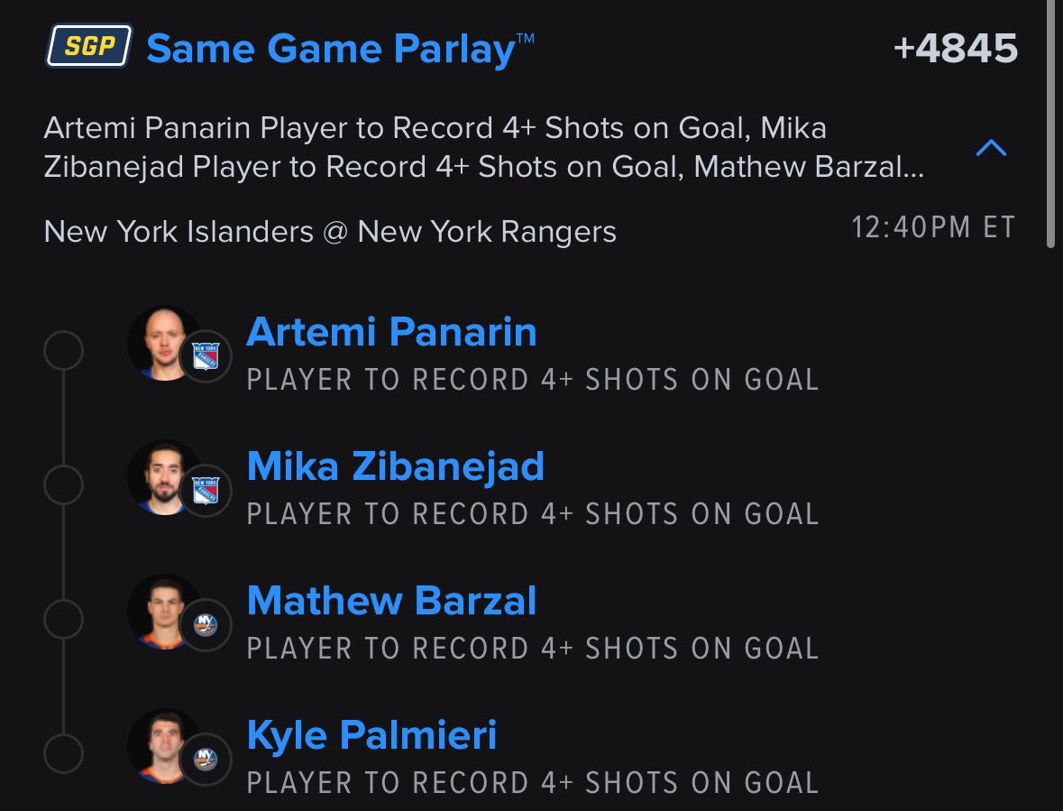 Chedzz's tweet image. NYR / NYI SGP 🏒🚀🔥

Gonna run 2 free play parlays today instead of write up’s. 

Starting with a must win at MSG for both teams. 

#NHLPicks #GamblingX