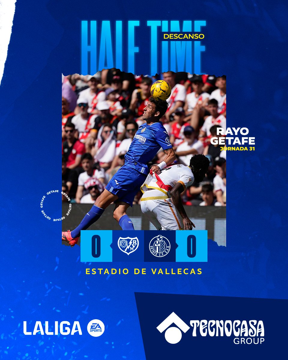 Half time of #RayoGetafe! ⏱️

@RayoVallecano 0-0 @GetafeCFen 

#LetsGoGeta