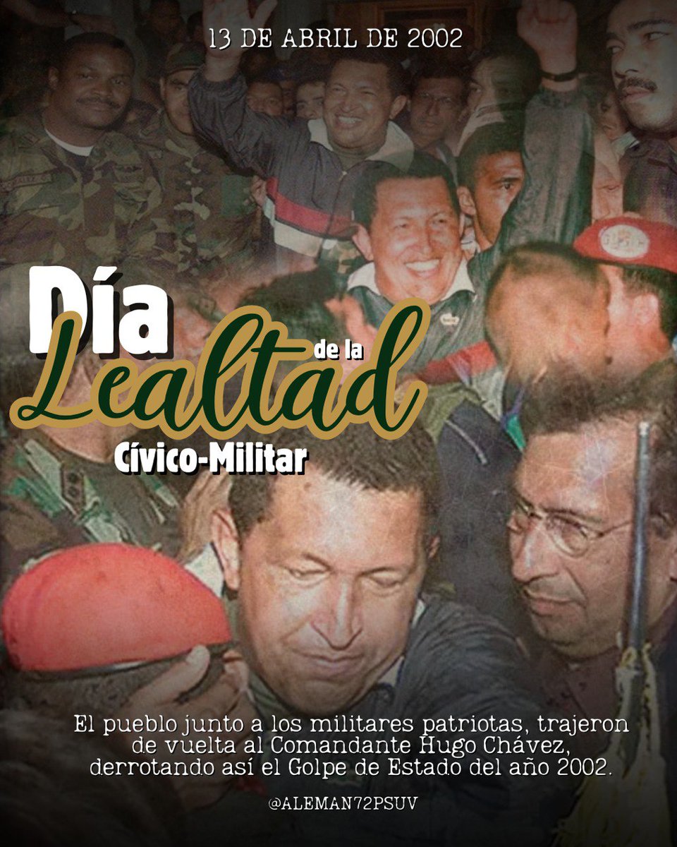 El pueblo venezolano protagonizó hace 22 años una gesta popular para el regreso del poder de nuestro Cmte. Hugo Chávez, marcando para siempre el futuro político del país y de la Revolución Bolivariana. 🇻🇪 ¡Más nunca volverán! #Todo11TieneSu13