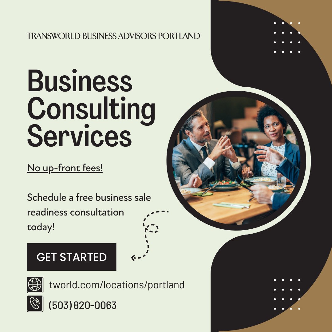 Learn about what Transworld Business Advisors of Portland can do for you and your business. Schedule a free consultation today. We can discuss valuation services, and look ahead to what's possible regarding the sale of your business.
Call (503) 820-0063

#SellYourBusiness #TWorld