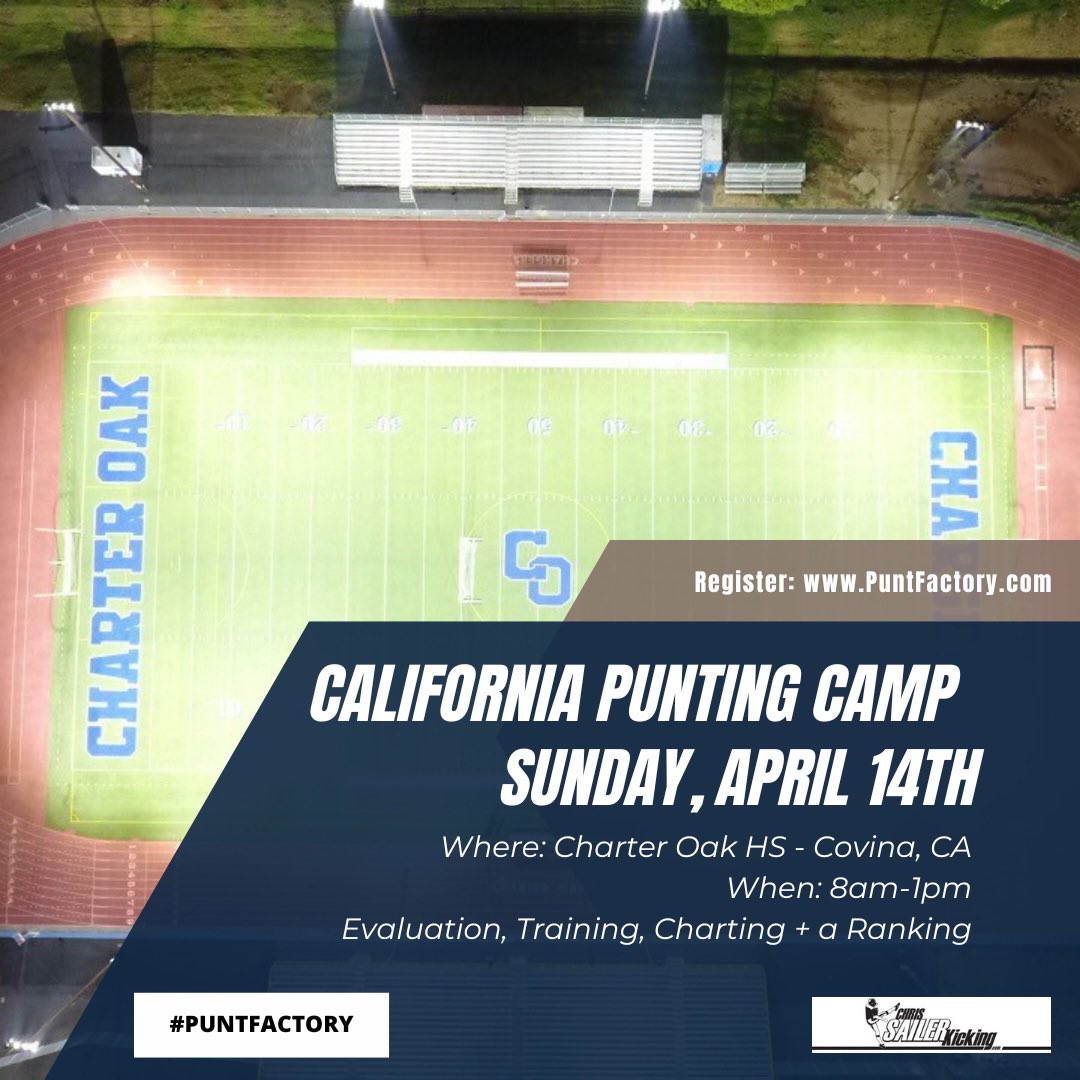 Still a FEW more spots for tomorrow in SoCal! We are on rain or shine - I land in CA in a few hours! PuntFactory.com/camps/ @Chris_Sailer