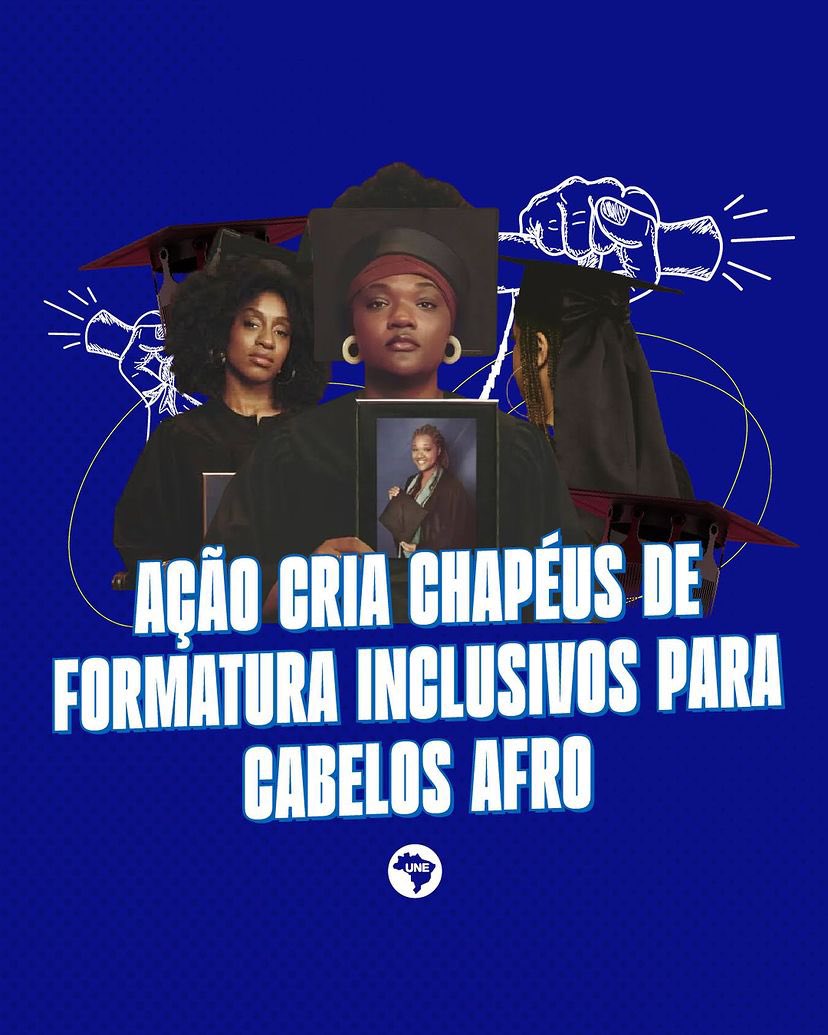 uneoficial's tweet photo. Pensando na inclusão de negros e negras,ação desenvolve capelos para formatura que possam ser usados em cabelos cacheados, crespos, trançados e em penteados afro. Muitas vezes o momento de vestir o capelo pode acabar constrangendo negros e negras por não ser pensado para todos.+ https://t.co/QweUWGFJS1