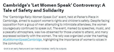 JenKteach's tweet photo. #LetWomenSpeakCambridge #LetWomenSpeak #GrokGetsIt https://t.co/RUmv8O7dzT