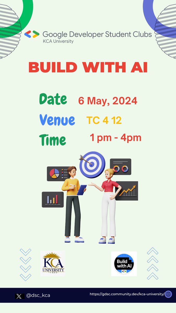 gdgoc_kca's tweet photo. 🤖 Explore Gemini AI's game-changing features & how it's reshaping industries.
📅 Save your spot now: https://t.co/fHJHb86WH1 Limited slots available!🥹
🎉 Venue: KCA University, TC 4-12
⏰ Time: 1pm-4pm
See you there! #DeveloperStudentsClub #dscKca #BuildWithAI #GeminiAI https://t.co/VELmJHjvTf