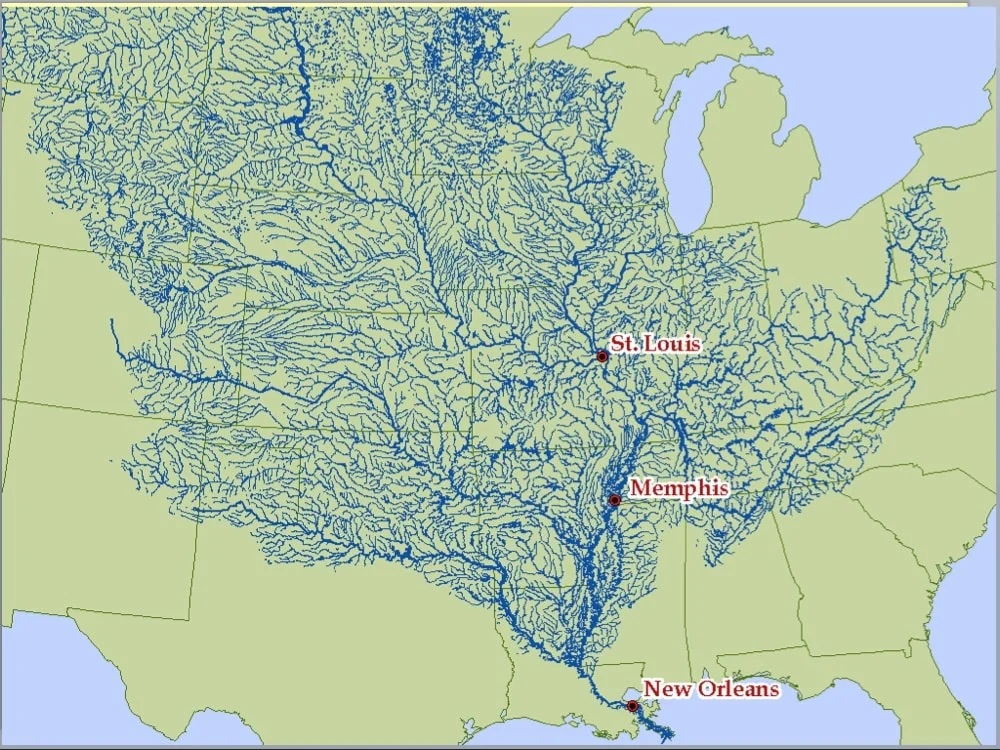 The Mississippi River and its tributaries