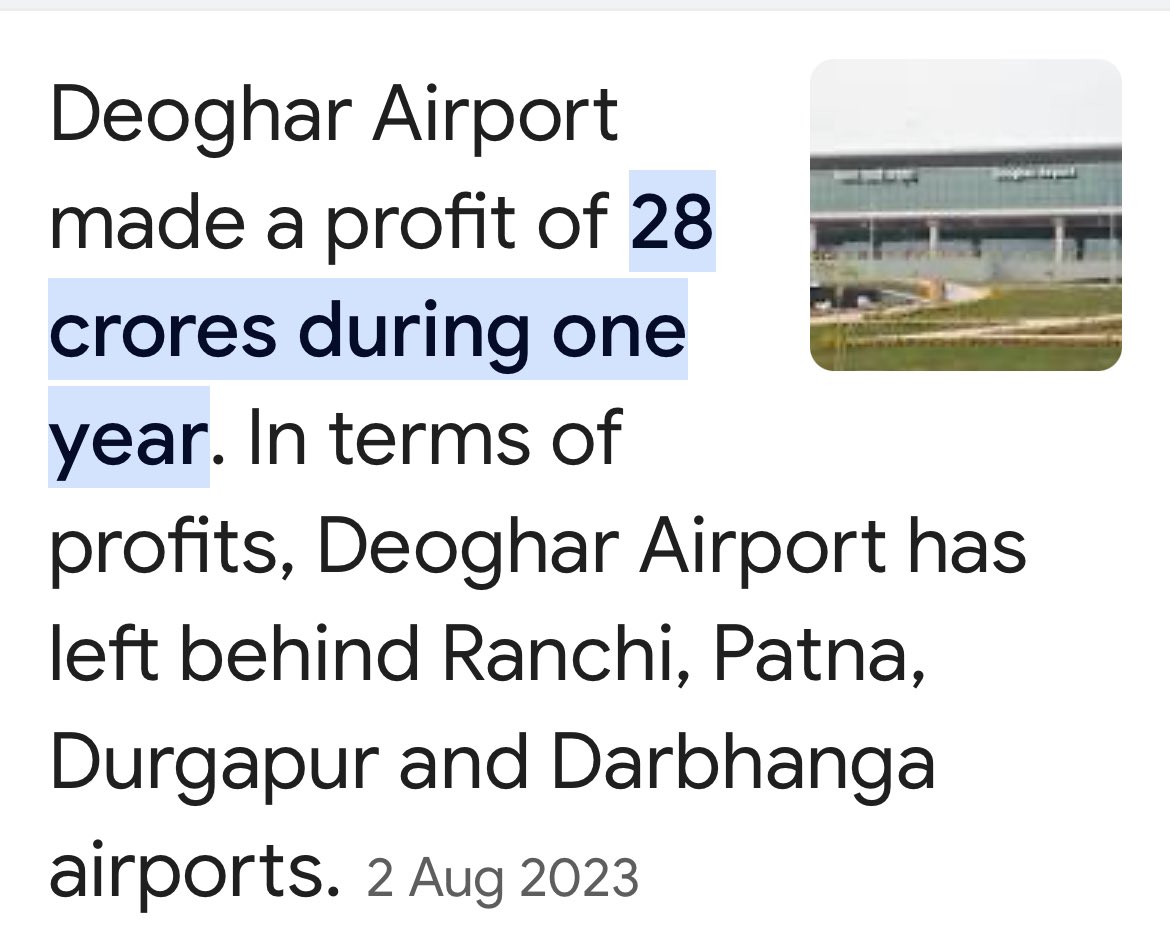 @OfficeOfDGP Agree Sir,ur asking affordability. The recent opening of Darbhanga, Bihar and Deoghar,Jharkhand airports r in profit. Here in Bihar passanger traffic is slowly increasing due Govt infrastructure work,professional working in Metros and business activities.NDA has done 
something