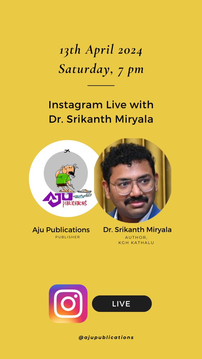 We had a lovely conversation with @miryalasrikanth anna about his writings 💙 This is a must watch, guys. watch the full video here 👇 instagram.com/reel/C5tJ95aRK… @ajupublications