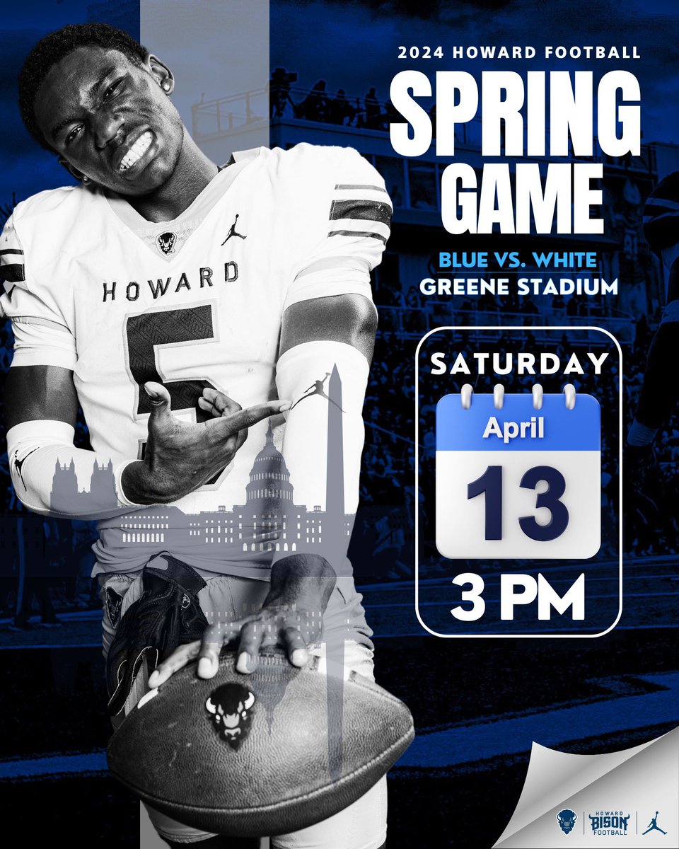 TODAY! 🔵 ⚪️ Blue vs. White Spring Game ⏰ 3:00 PM 🗓️ Saturday, April 13th 📍 Greene Stadium FREE Admission