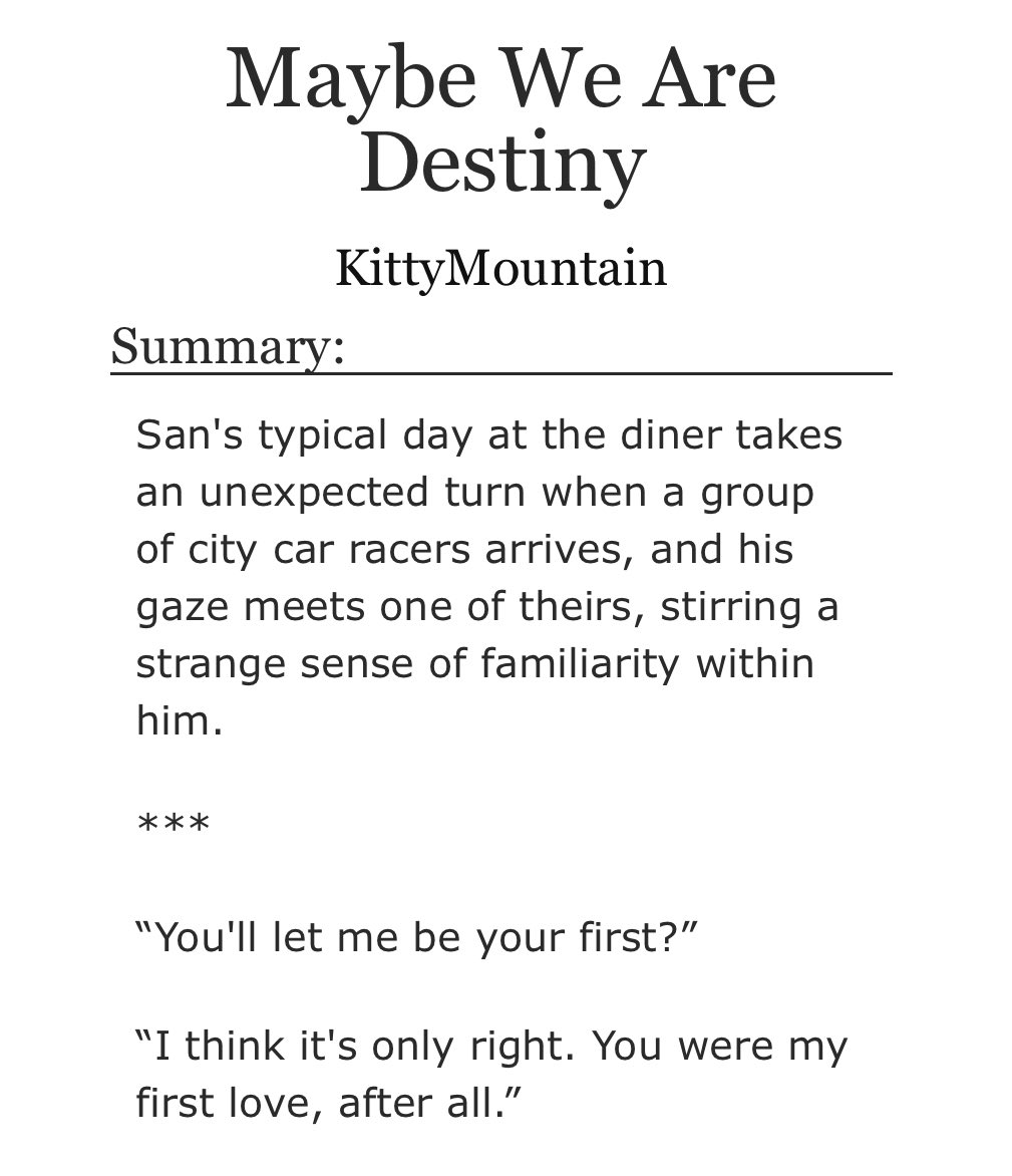 || Maybe We Are Destiny ||

♾️~wsn

♾️~30k

♾️~pwp; btm sn/top wy

archiveofourown.org/works/55150432