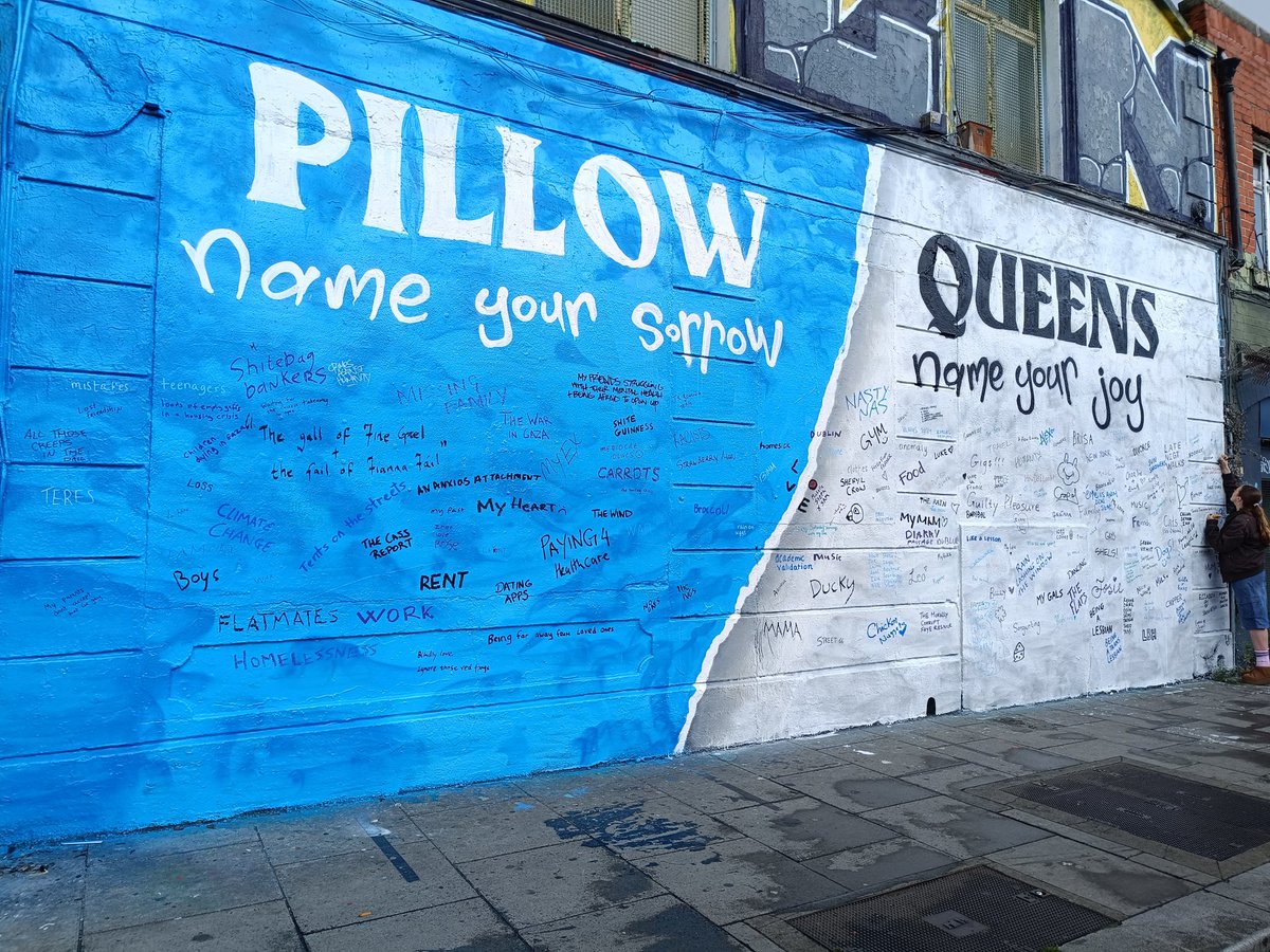 Getting out and doing things for me this weekend and today's trip was to @NMIreland in Collins Barracks for a wander around their exhibitions and naming my Joy/Sorrow on the @PillowQueens mural to promote their new album 💙