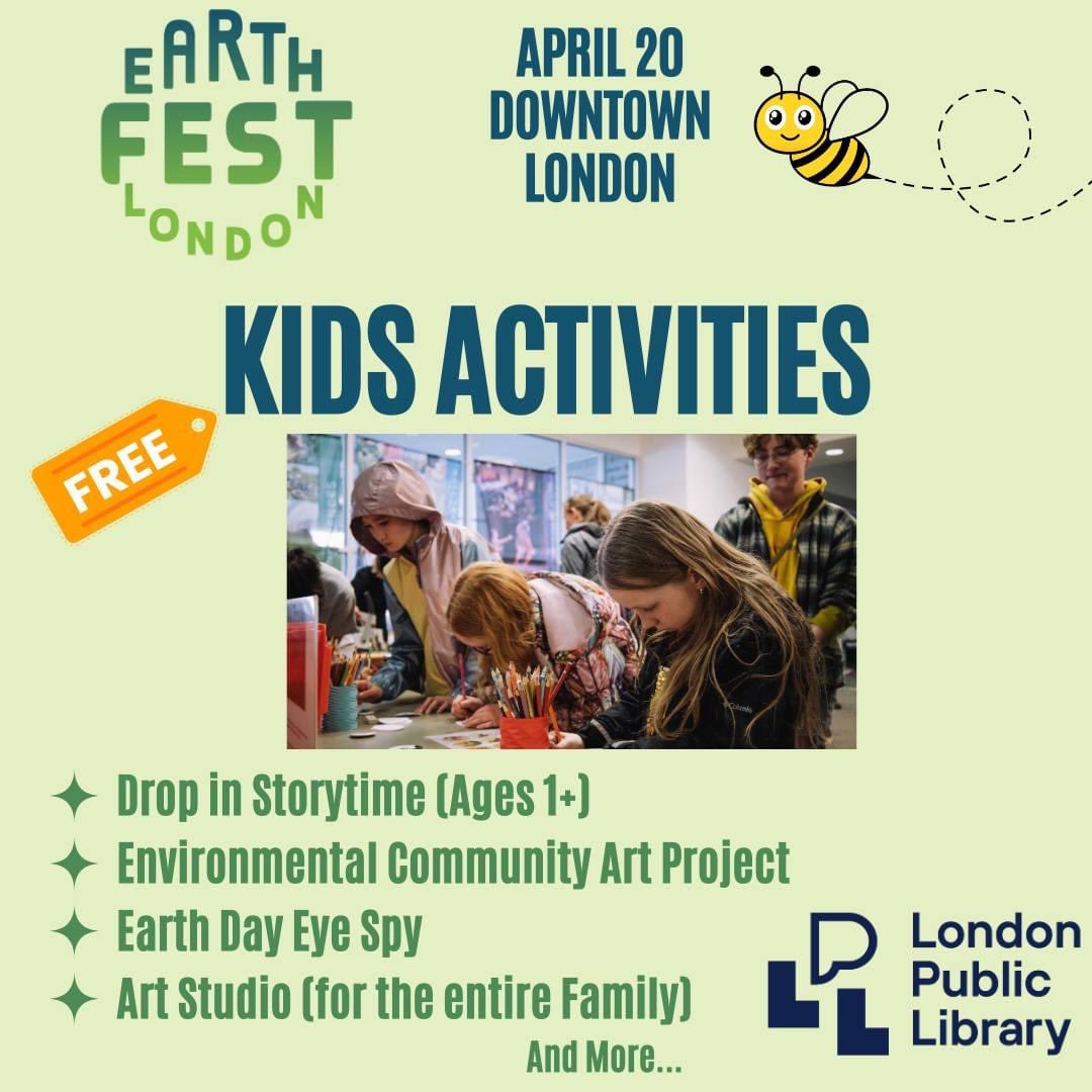 Next Saturday! 🌱 💚🐢 This year’s free EarthFest event takes over the main floor of Central Library and Citi Plaza with activities, displays, music, talks and demonstrations. Join us from 11am-4pm on Saturday, April 20. Find the full schedule here: earthfestlondon.ca/performers/