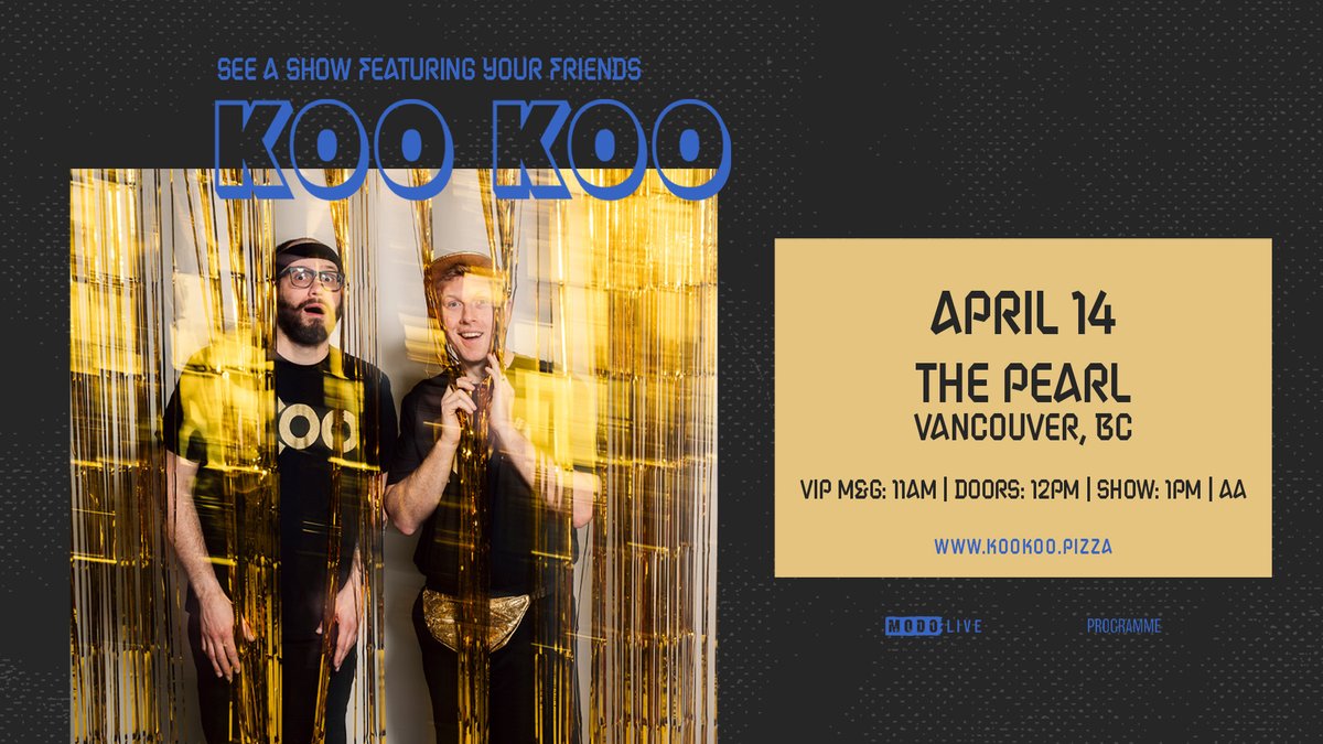 Dance duo @WeAreKooKoo are here today for a family friendly daytime show 🤗 Let’s get dancing! Limited tickets are available online: found.ee/KOOKOO-YVR #kookoo #family #comedy #music #vancitybuzz #thepearlongranville