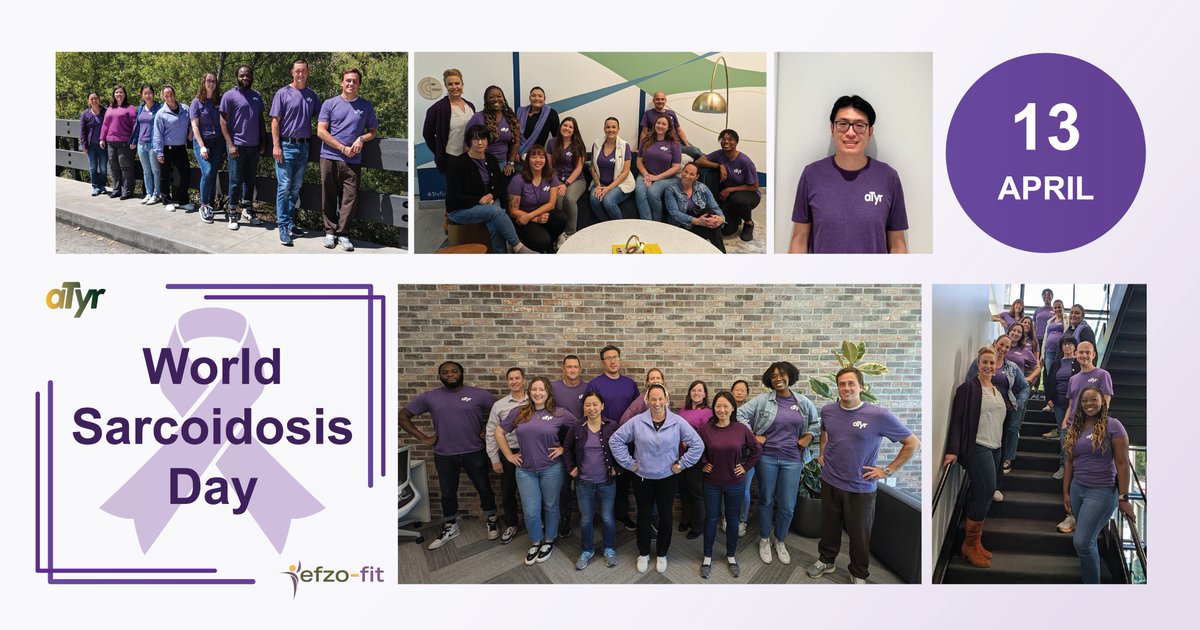 On #WorldSarcoidosisDay aTyr is proud to #postinpurple to show our support for the #sarcoidosis community as we work to develop a potential new treatment for #pulmonarysarcoidosis. Learn more at atyrpharma.com and efzofit.com.
#SarcoidosisAwarenessMonth
