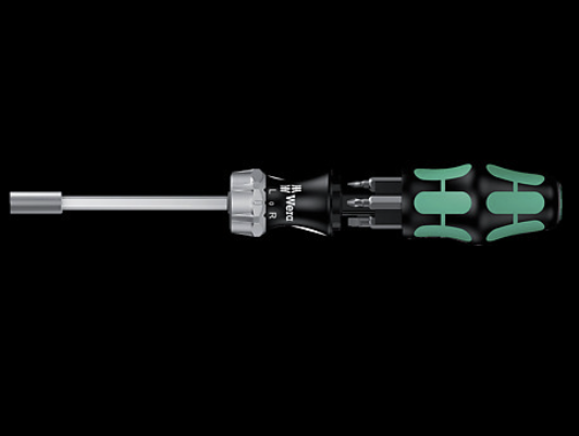 Wera Kraftform is the equivalent to a video game tool with limited upgrade slots xD You can only have 2 perks - a rapid adapter - bit magazin - ratchet There is no tool with all 3 at the same time but seeing the components of each of them its clearly possible