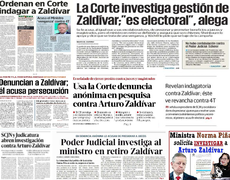 🗳️📌 La investigación contra Arturo Zaldívar por corrupción está prácticamente en todas las portadas de hoy.