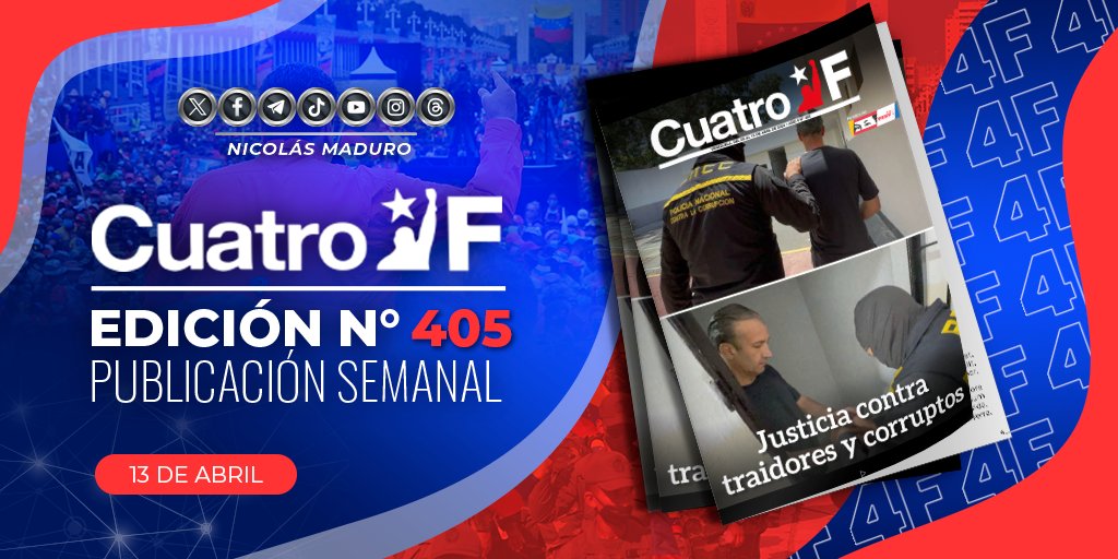 ¡Cada 11 tiene su 13! Los invito a leer y compartir la edición Nº 405 del Semanario @CuatroFWeb, donde podrán apreciar los diversos temas en el ámbito nacional e internacional. Para descargarlo, a través del siguiente enlace ==> bit.ly/43YJhmv