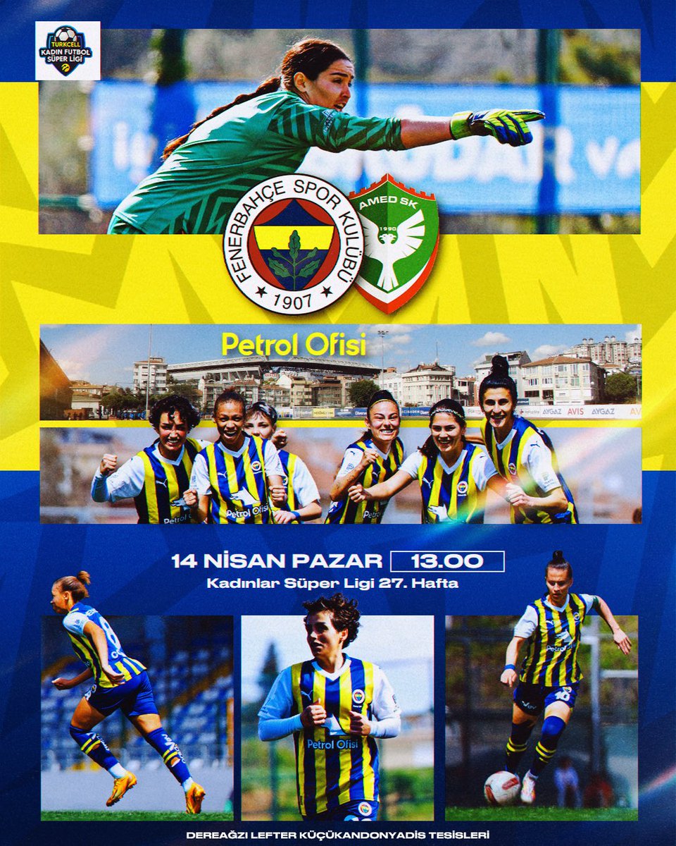 🆚 Amed Sportif Faaliyetler 🗓 14 Nisan Pazar 🕐 13.00 🏟️ Dereağzı Lefter Küçükandonyadis Tesisleri 📺 @fbtv & Fenerbahçe YouTube 📲 #FBvAMD