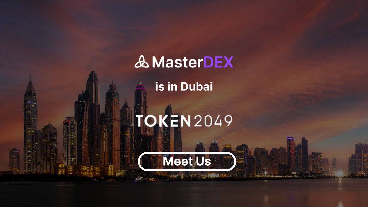 Let’s connect at #TOKEN2049 We are here to meet you and explain more about the amazing features that #MasterDEX provides. Comment below if you are here in Dubai