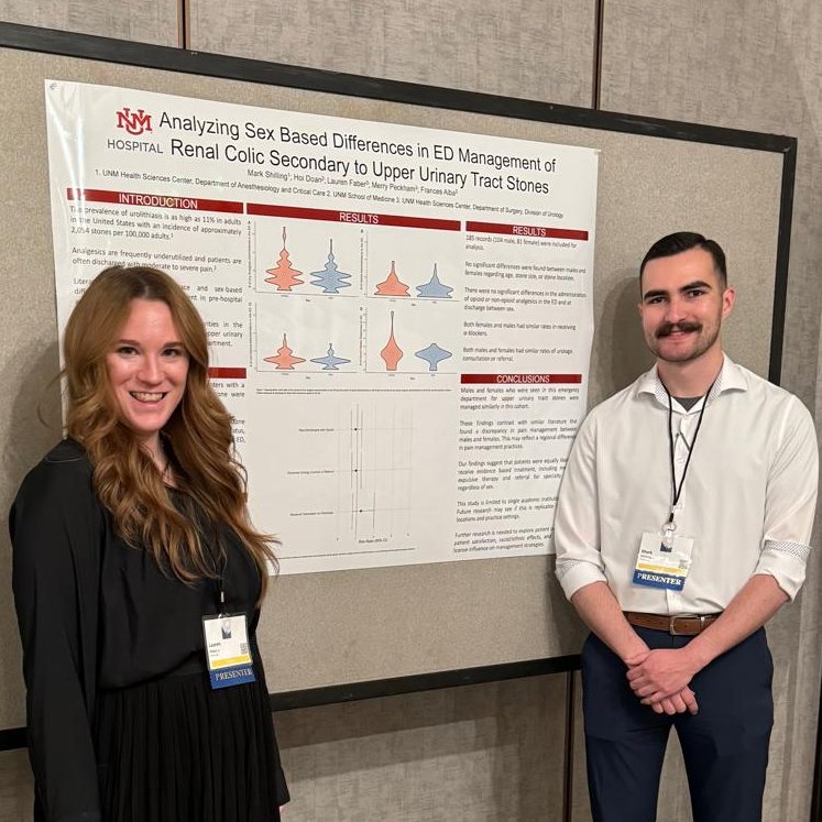 Pre-med student Mark Shilling presenting his project on sex-based differences in pain management for patients with renal colic with PGY4 @drlaurenfaber at #RMUS24 #RMUS2024