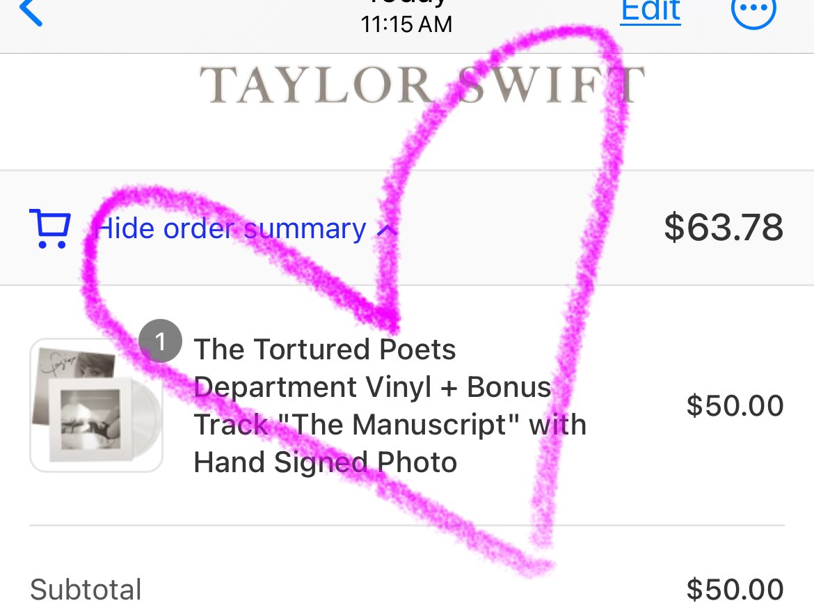 apr675's tweet photo. @taylornation13 @taylorswift13 omg 😍First signed item! #TTPD https://t.co/fygckPe8N8