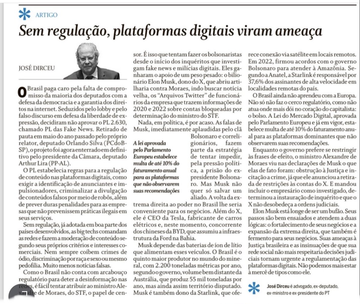 O Globo gira e a Lusitana roda.
⁦<a href="/ZeDirceu_/">Zé Dirceu</a>⁩ hoje esbanjando inteligência na página de opinião do jornal.