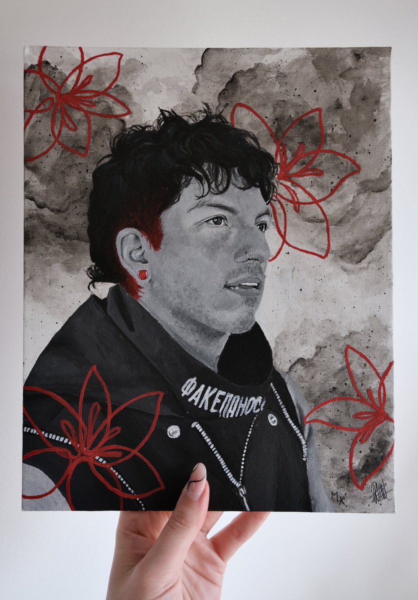 • Torchbearer • Added flowers because I think it’s cool. I hope you like it as much as I do. @joshuadun 24x30cm Acrylic painting 10 hours #cliqueart #twentyonepilots @twentyonepilots