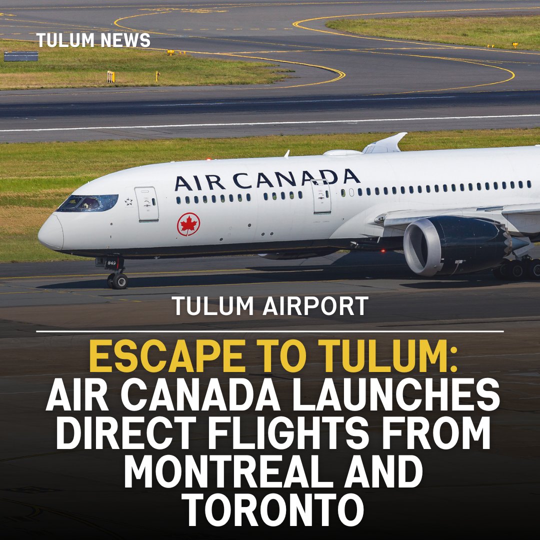 tulum_land's tweet photo. 🛫@AirCanadaVacations expands with new direct flights from Montreal &amp; Toronto to Tulum, Mexico! Starting in May, travelers can choose from 36 vacation packages to this paradise of beaches, ancient ruins &amp; cenotes. https://t.co/4VwiTiQTo7