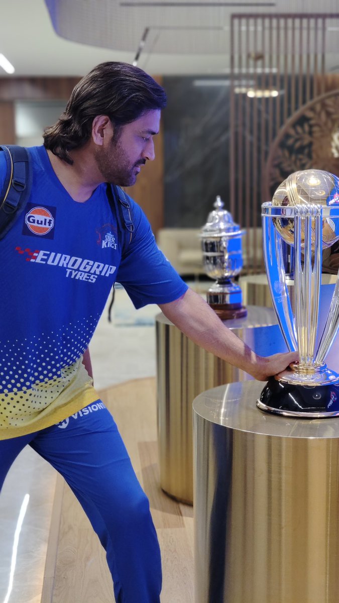 The Man, The Myth, The Legend 💥 

MS Dhoni with the iconic World Cup Trophy 🏆 

#TeamIndia #MSDhoni