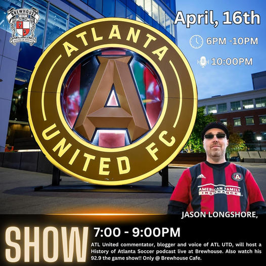 Looking forward to celebrating the 10th anniversary of the announcement of MLS coming to Atlanta at The Brewhouse Cafe on Tuesday. @SandyLMcAfee & I will chat with special guests about the last 10 years and what's ahead.