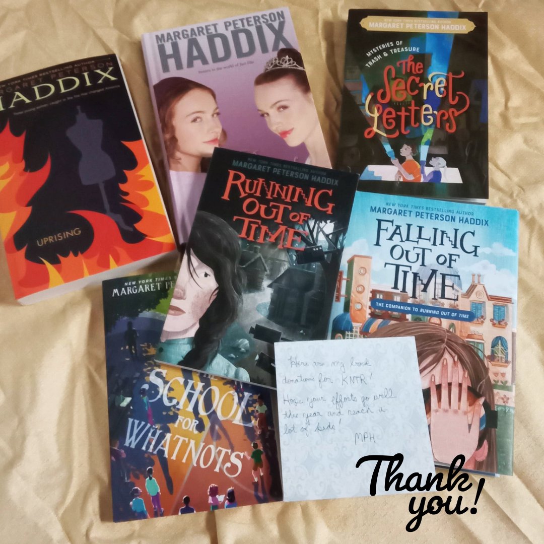 Thank you to author Margaret Peterson Haddix for her book donation and her kind note. We can't wait to share these books with the children we serve!