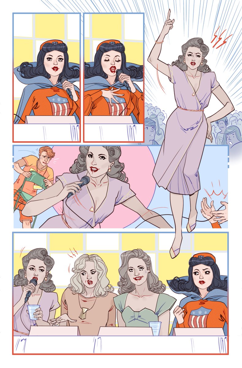 S_Marguerite's tweet photo. Remembering - 3 pages on a story by the late Trina Robbins for Fearless Anthology edited by @AlannaWrites featuring some of the greatest historic female comics creators #RuthAtkinson, #FranHopper, #PaulineLoth, #ValeryBarclay & #TarpeMills -#MarvelComics @Marvel #TrinaRobbins https://t.co/BFhYfAiZ67