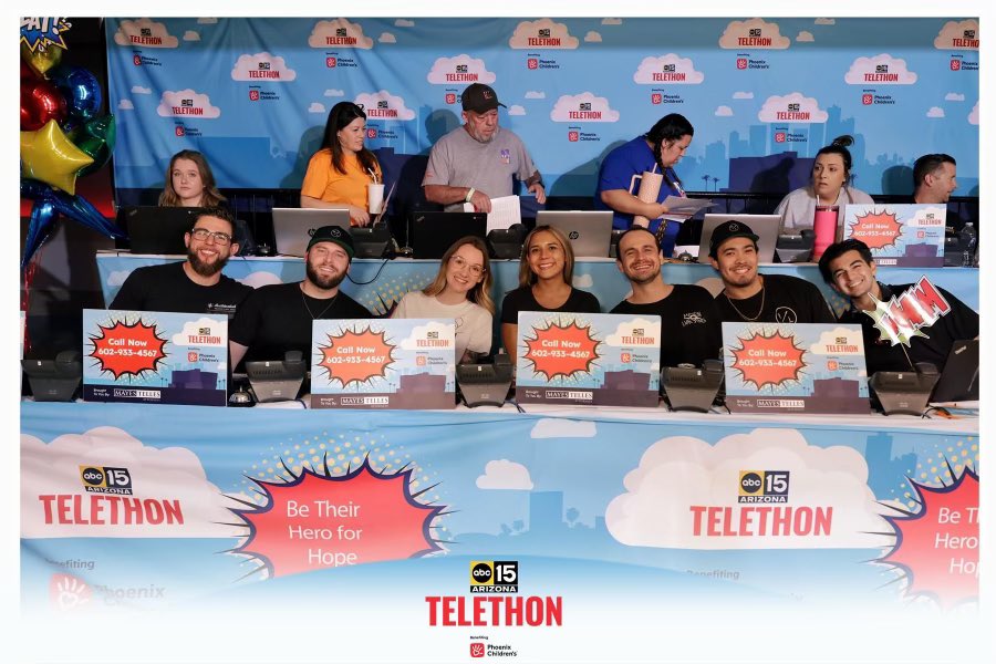 MOONLVNDING's tweet photo. The team at the @abc15 @FriendsofPCH telethon this week supporting Phoenix Children’s Hospital 🫶🏻
#HeroForHope ❤️ @PhxChildrens https://t.co/8ierujhAEL