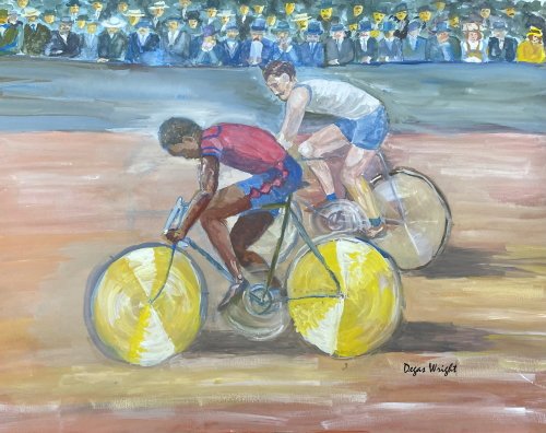 degaswright's tweet photo. The inspiration for this artwork is Marshall 'Major' Taylor, an American professional #cyclist and is considered the greatest of all time! Share your comments at https://t.co/Qwa1tmcUdO https://t.co/fsI6gdmAAd