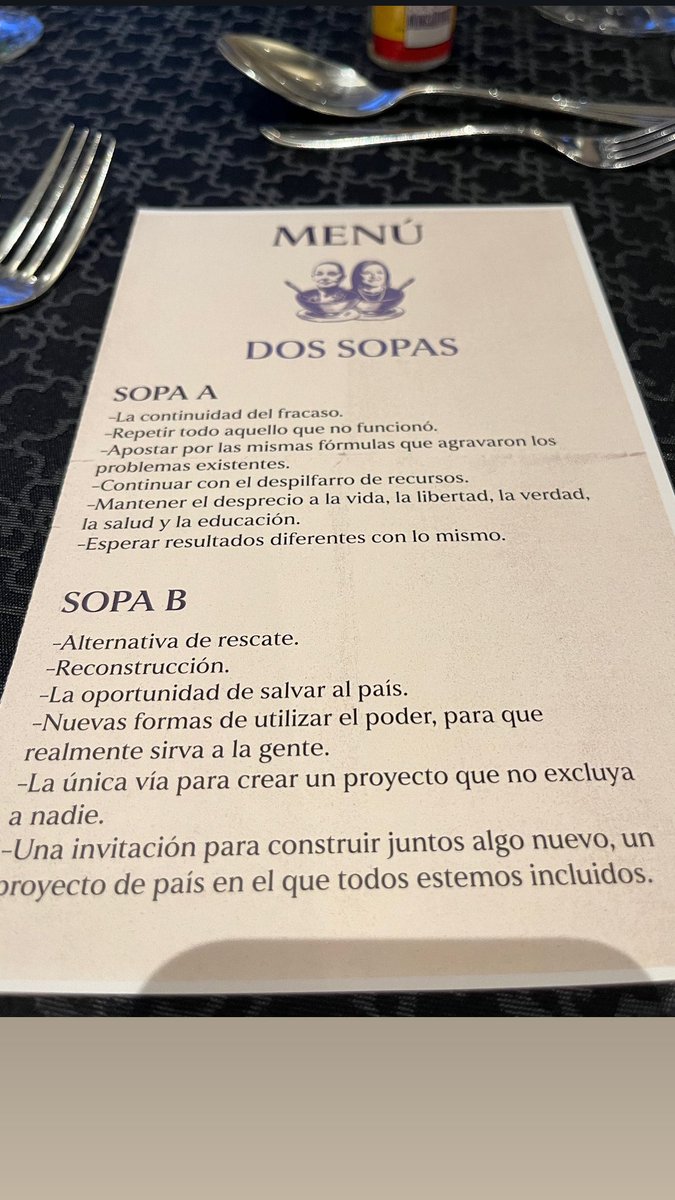 Aquí hay de #DosSopas y una ya está sobrecocida, salada y millones no la queremos volver a probar porque nos enfermó, hay quien incluso murió por comerla. La otra sopa es la que hemos preparado entre muchos, la única vía para continuar. Gracias @MaxKaiser75 gran experiencia…