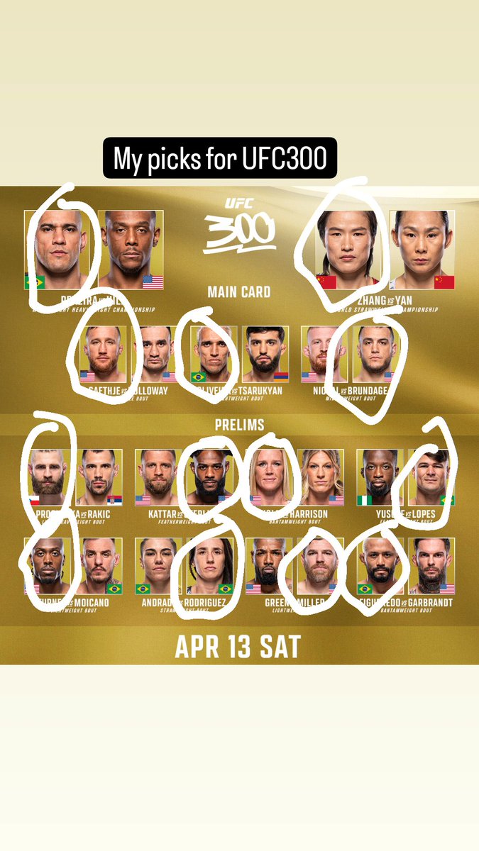 My picks #UFC300
