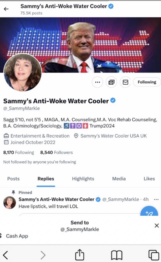 SammyMarkle64's tweet photo. Yoo Hoo everyone don’t forget I accept payment through the cash app link in my bio on my real account @_SammyMarkle LMAO 
Help a troll out, throw me a bone so I can buy more minutes on my devices and troll Duchess Meghan LOL https://t.co/6zQCqn64MA