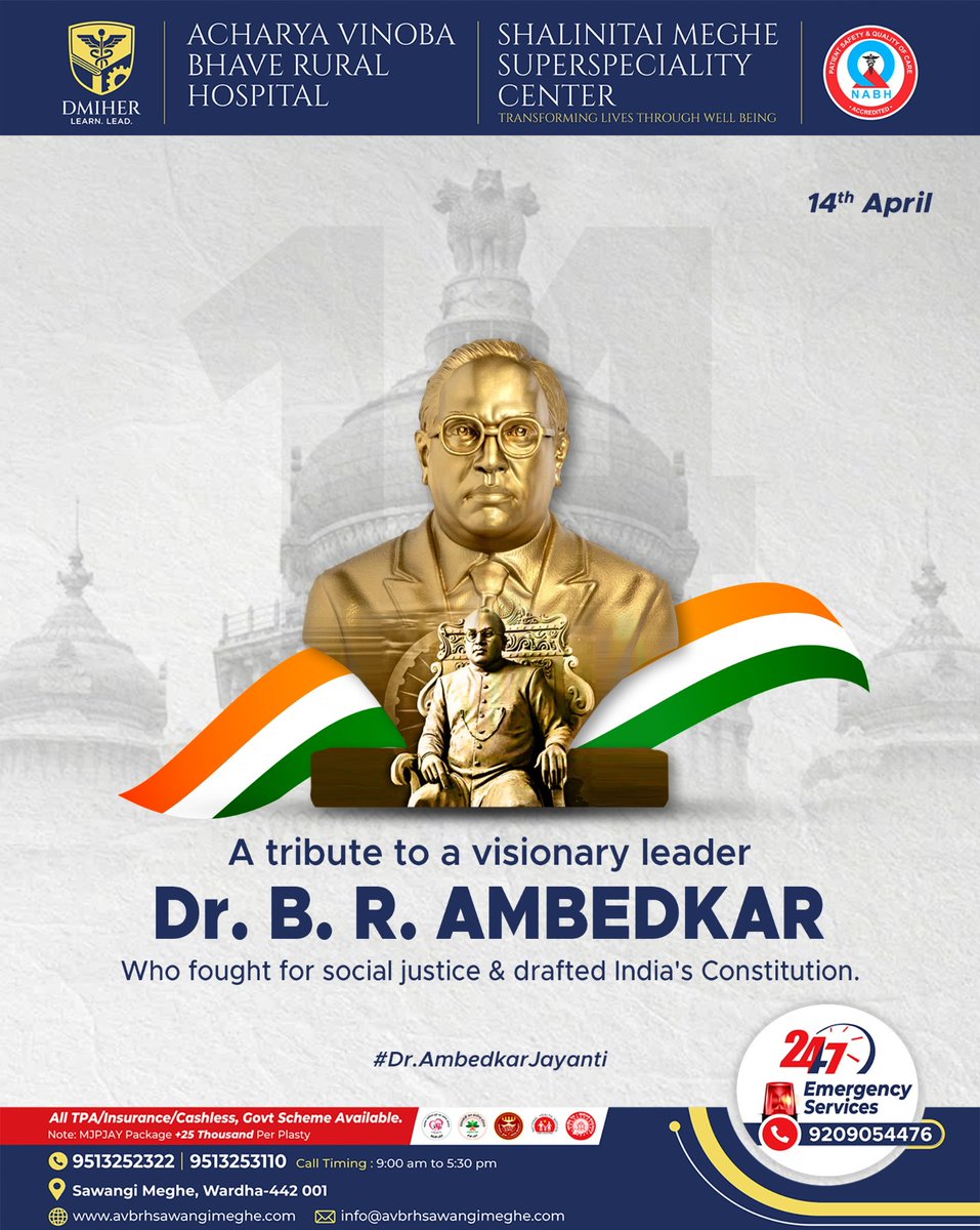 Celebrating the legacy of Dr. Babasaheb Ambedkar on his Jayanti! Join us in honoring his vision for equality and justice in healthcare and beyond. #AmbedkarJayanti 

#EqualityInHealthcare #SocialJustice #HealthForAll