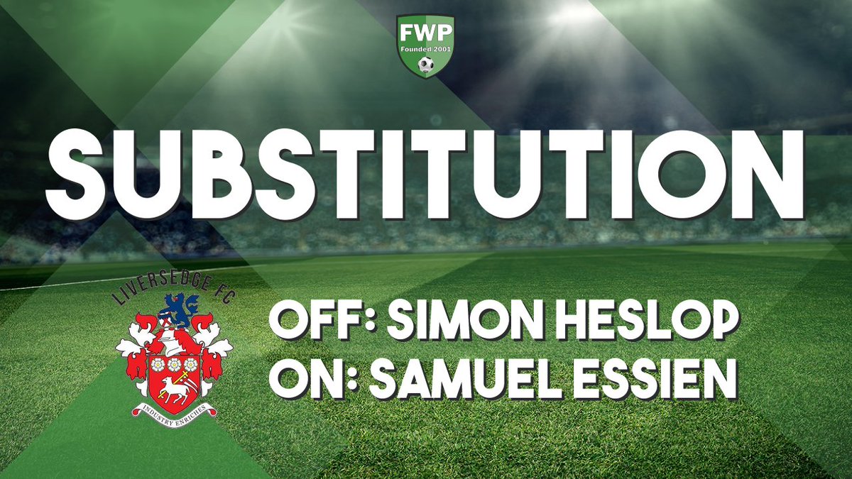 SUB: Samuel Essien replaced Simon Heslop (68') @PitchingIn_ fwp.co/bbJ5ay