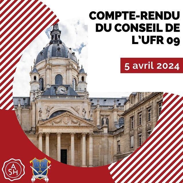 ASH_Sorbonne's tweet photo. 📍COMPTE-RENDU DU CONSEIL DE L’U.F.R. 09 - 5 avril 2024📍

Vos élu.e.s A.S.H., A.D.D.H. et indépendant.e.s vous proposent un récapitulatif de ce qui a été dit durant le conseil qui a eu lieu le 5 avril dernier !

https://t.co/JgzXl41z7Z https://t.co/8iQIjySoT4