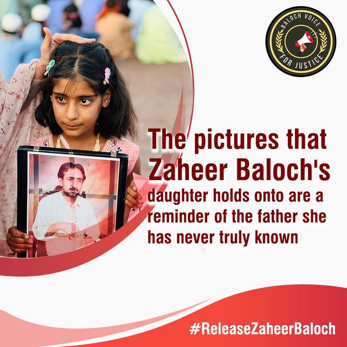 The pictures that Zaheer Baloch's daughter holds onto are a reminder of the father she has never truly known.
#ReleaseZaheerBaloch 
#EndEnforcedDisappearances 
#ReleaseAllBalochMissingPerson 
@UNHumanRight @ImaanZHazir @HamidMirPAK