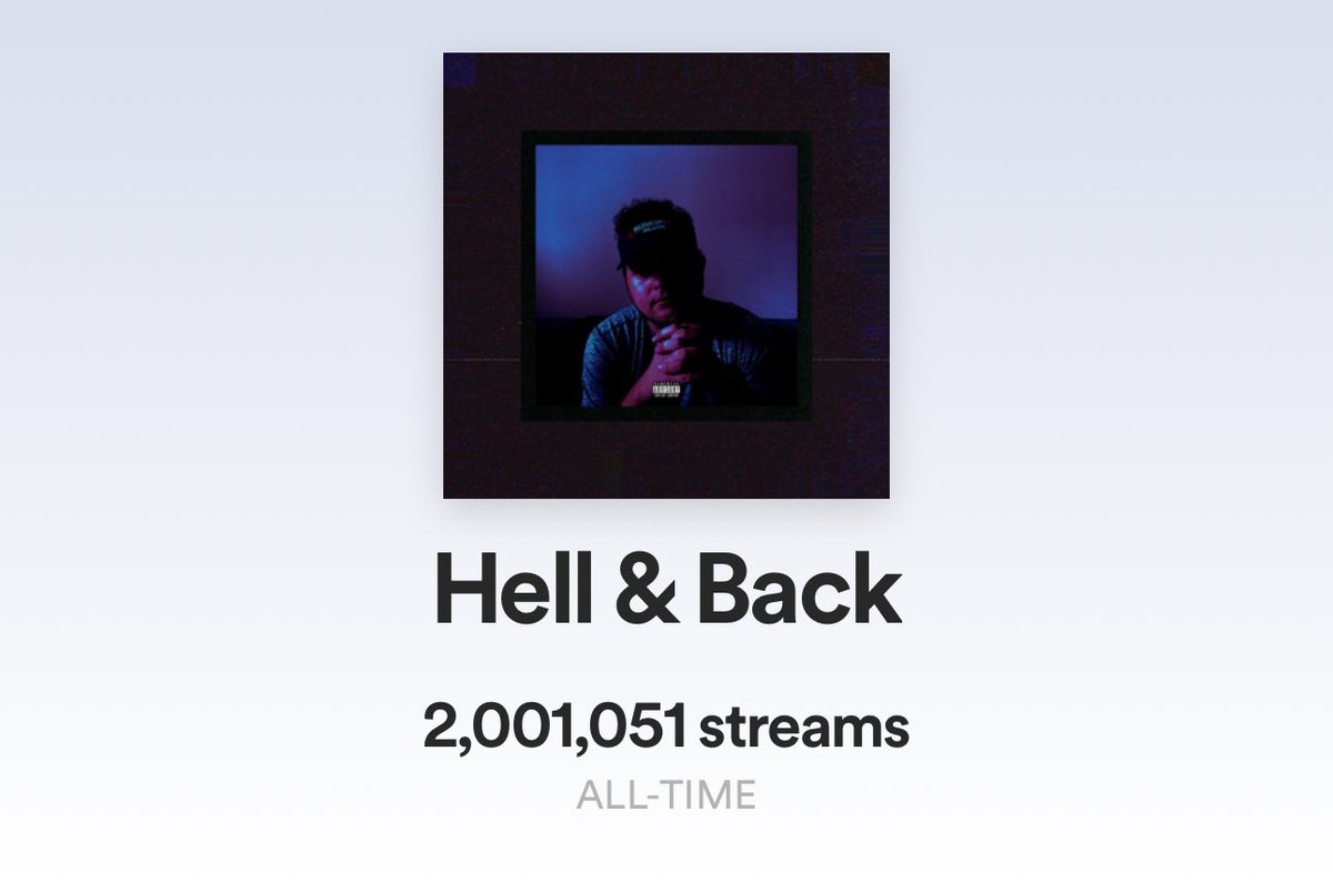 “Hell &amp; Back” has surpassed 2 Million <a href="/Spotify/">Spotify</a> Streams… Thank you ❤️🙏🏼

Shoutout to my guy <a href="/elijahkylemusic/">ELIJAH KYLE</a> for helping me make this incredibly special record.