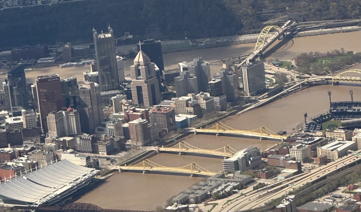 Flying over my adopted home city of Pittsburgh and recognizing the beautiful 3 Sisters bridges from the air...Do I get to call myself a Yinzer yet?