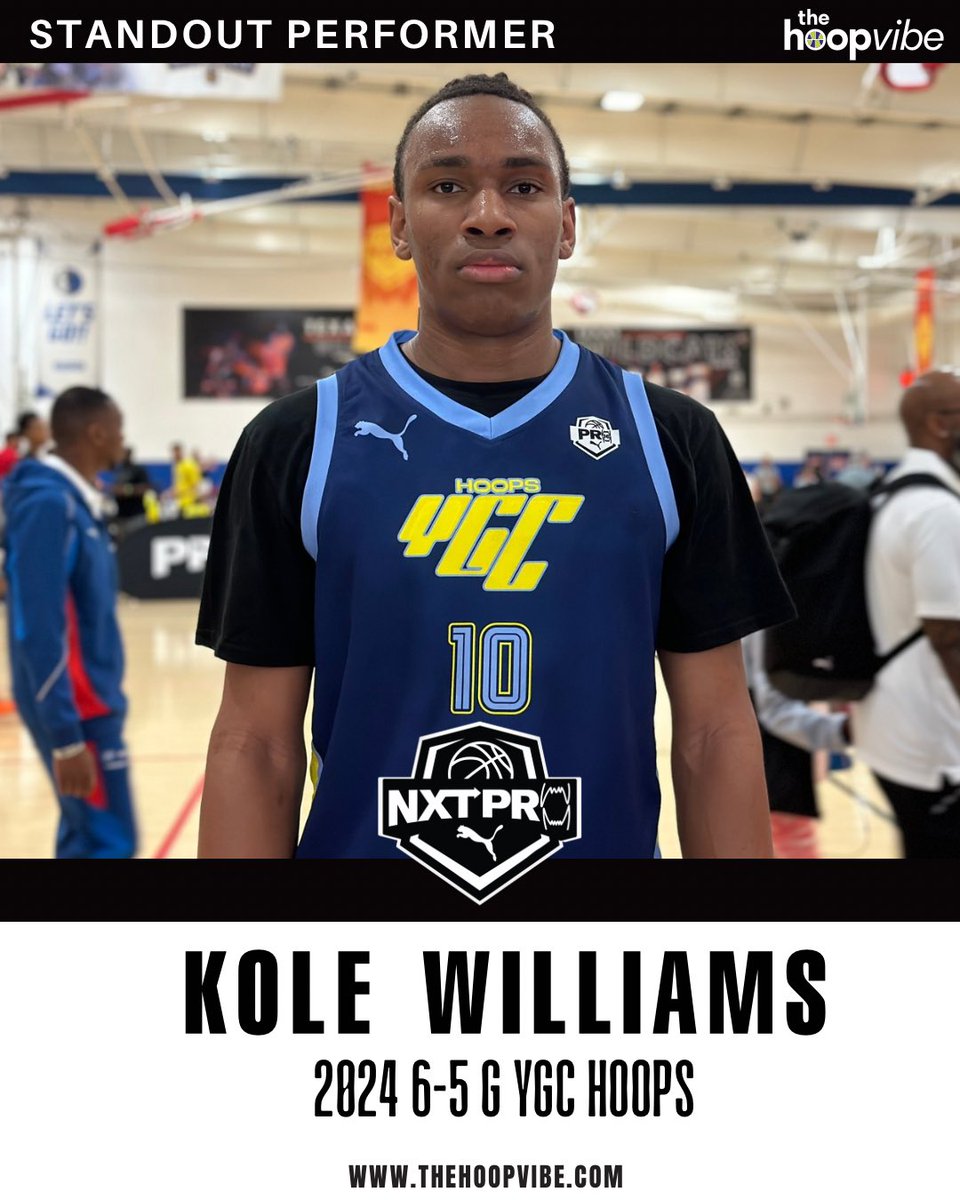 17U: @PRO16League #Session3 2024 6-5 YGC Hoops G Kole Williams was super efficient from deep in a win over BTI Pressure Elite. He is a strong bodied athlete who finds openings and is highly capable of knocking down treys on the move.