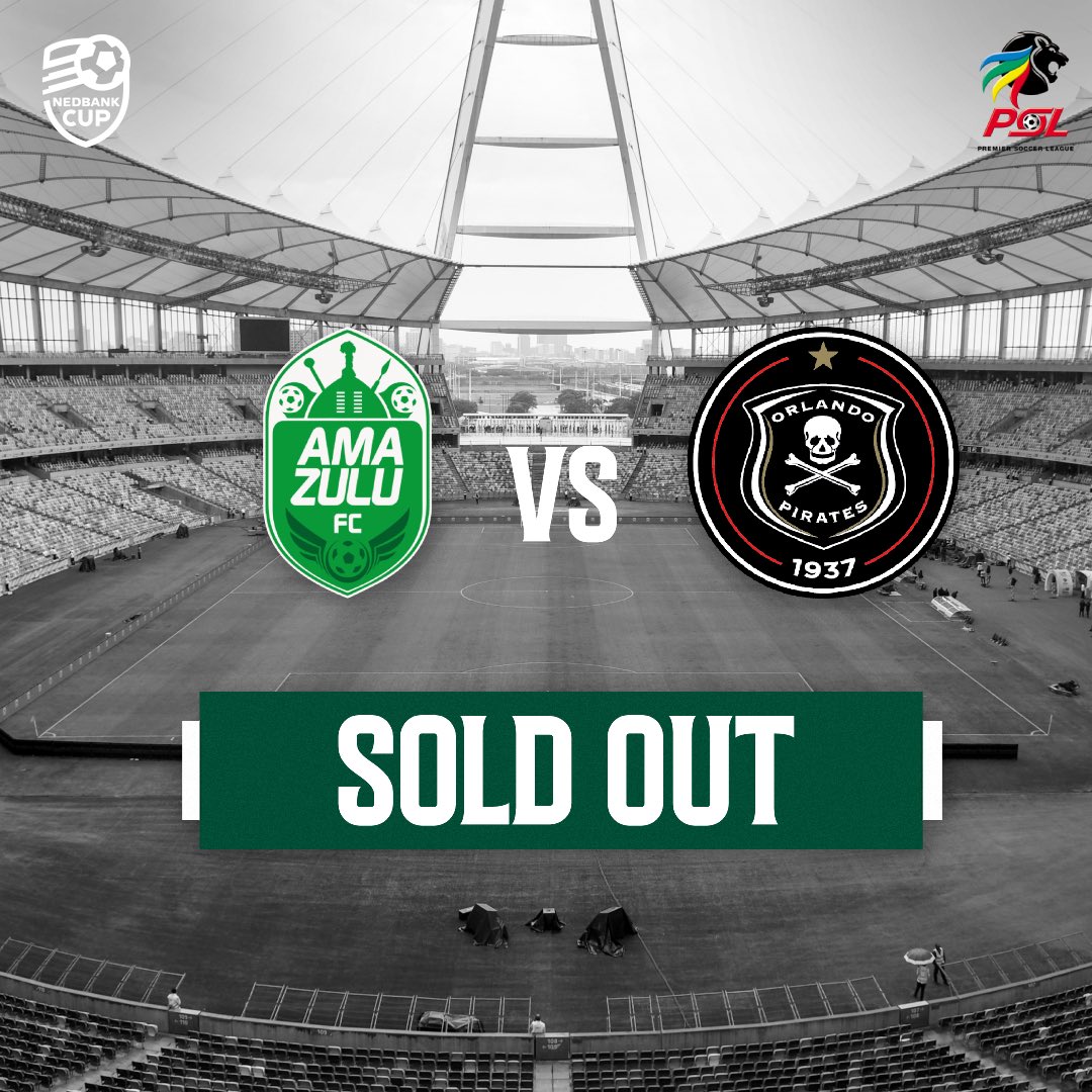 #NedbankCup Update: 🏆

We are thrilled to confirm that the encounter at Moses Mabhida Stadium between @AmaZuluFootball and @orlandopirates is SOLD OUT! 🤩