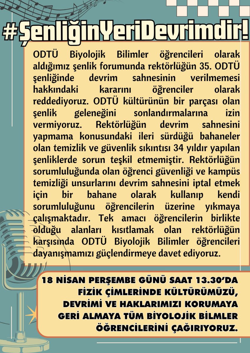 ODTÜ BİZİMDİR ŞENLİK DE BİZİMDİR!!!! #odtusenlik2024 #odtusavunulmalidir #versankokbizeengelolamaz @haluklevent @MogollarOnline @beduk @YeniTurku @HAYKOCPQN @seldabgcn @DOSTLARTIYATRO @mansuryavas06 @ekrem_imamoglu @ErdalBesikci06 @sattasband