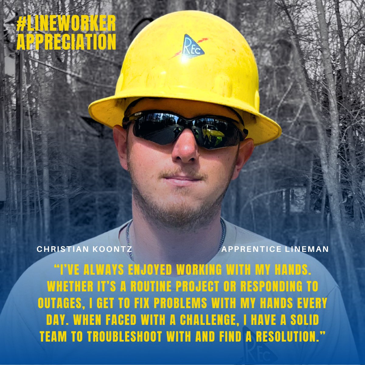 RappElecCoop's tweet photo. Sending a heartfelt salute to the lineworkers who keep our homes lit and our lives running smoothly every day! #WeAreREC #lineman #lineworker #lineworkerappreciation #thankalineman #power #energy #lights #hero #LinemanAppreciation https://t.co/m4a8GdOFGk