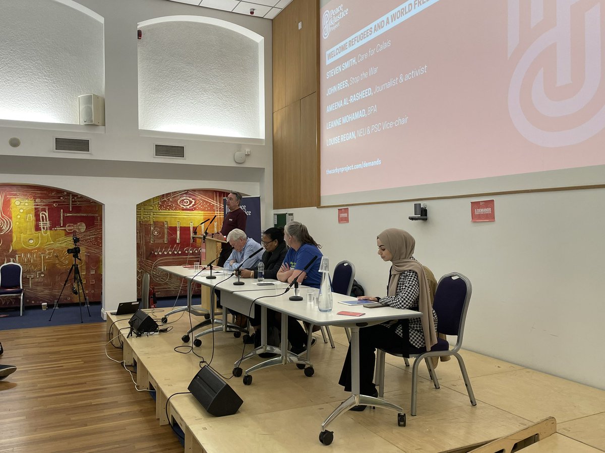 The #5Demands conference continued this afternoon with incredible contributions on the panels for ‘Housing For All’ chaired by @jeremycorbyn, ‘Tax The Rich To Save The NHS’ and ‘Refugees Welcome In A World Free From War’ — featuring @FisherAndrew79, @JohnWRees and @LeanneMohamad.