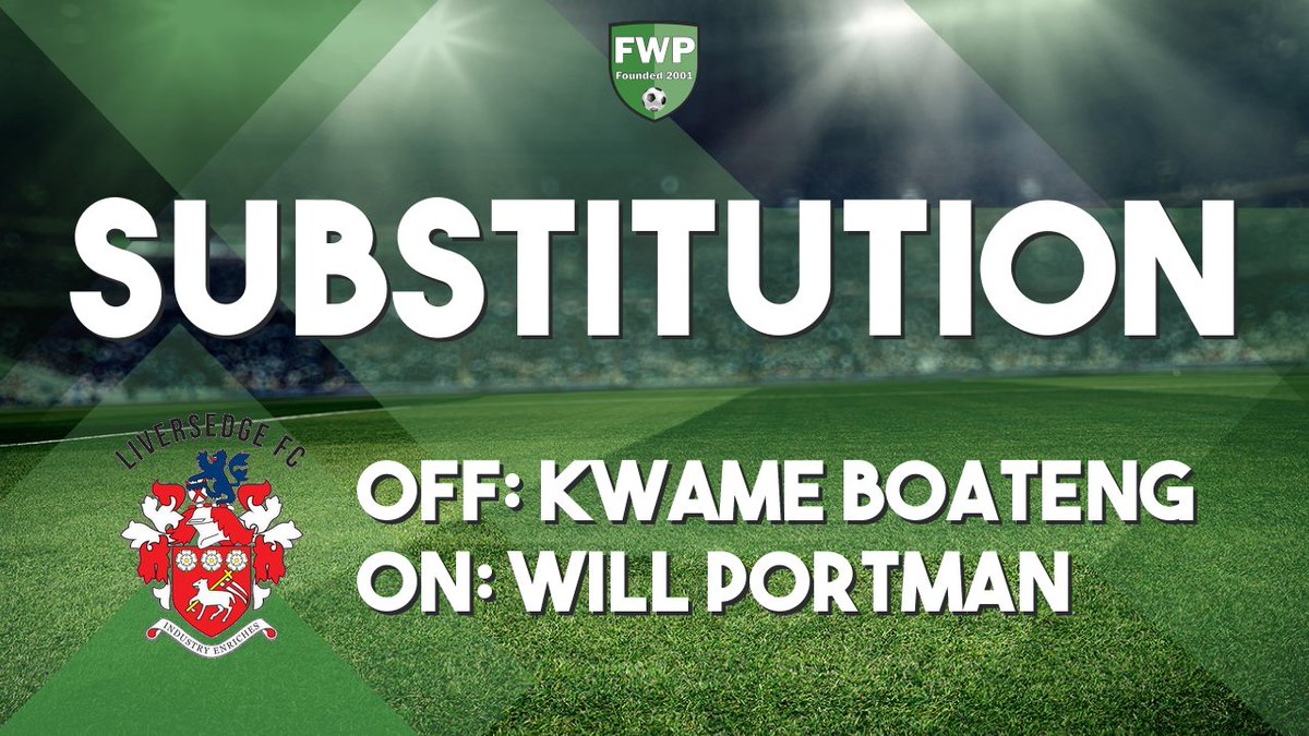 SUB: Will Portman replaced Kwame Boateng (76') @PitchingIn_ fwp.co/bbJ5ay