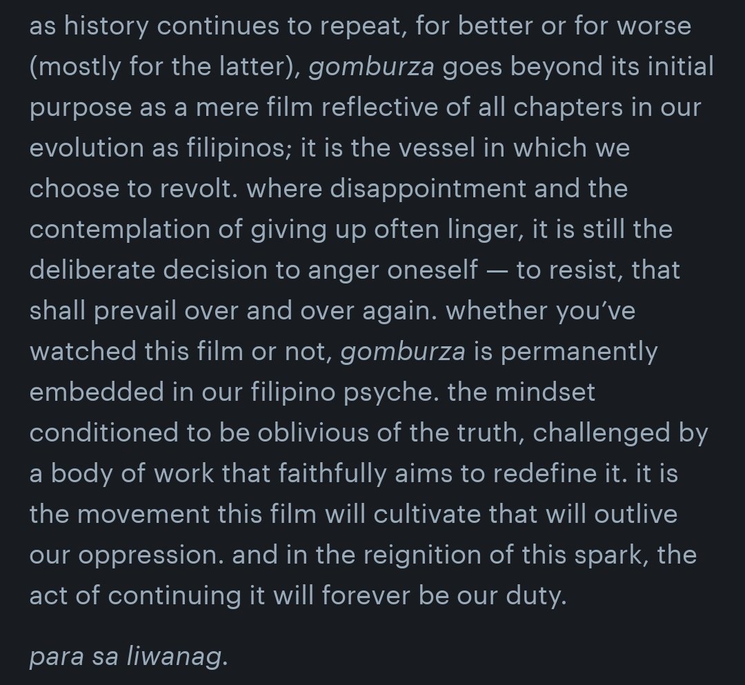 at dahil buhay na uli letterboxd ko!

some thoughts on @GomBurZaFilm taken from my most recent review of it.

lagi't lagi, para sa liwanag 🌟 #GomBurZaOnNetflix