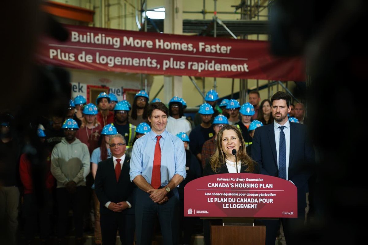 cafreeland's tweet photo. We have a real, tangible plan to help younger Canadians get those first keys of their own. Through Budget 2024, we’re making significant investments to turbocharge the building of new homes and ensure that Canadians can more easily afford their rent or buy a home. https://t.co/hev0EvtLLb
